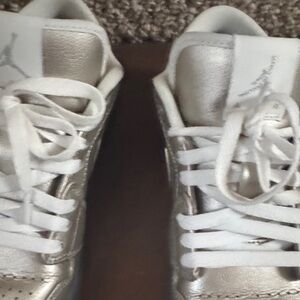 Jordan Kids Metallic Silver Sneakers